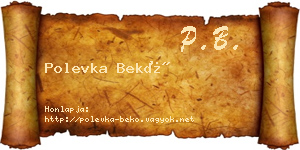 Polevka Bekő névjegykártya